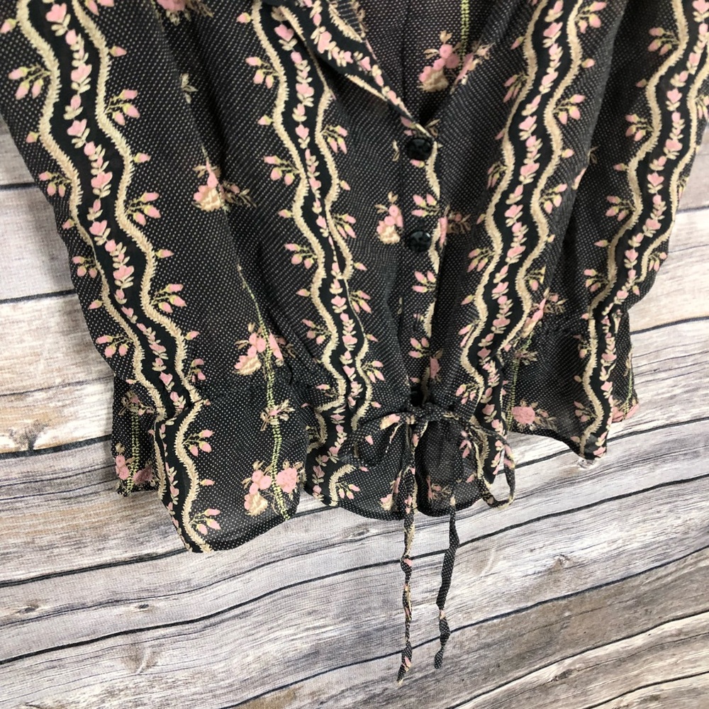 Blush James Coviello black pink silk floral top - Picture 5 of 6
